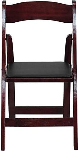 imageFlash Furniture 4 Pack HERCULES Series Fruitwood Wood Folding Chair with Vinyl Padded SeatMahogany