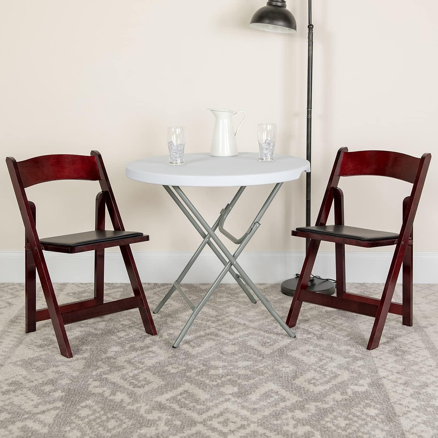 imageFlash Furniture 4 Pack HERCULES Series Fruitwood Wood Folding Chair with Vinyl Padded SeatMahogany