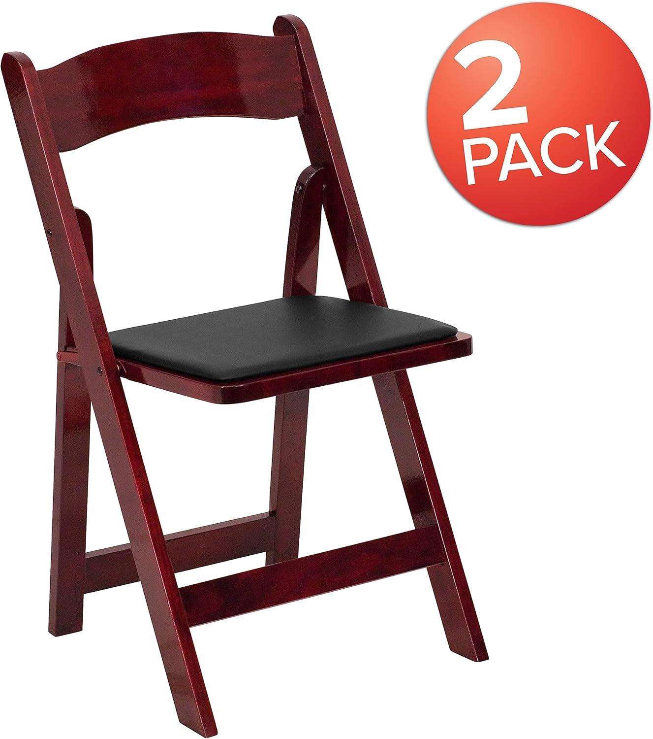 imageFlash Furniture 4 Pack HERCULES Series Fruitwood Wood Folding Chair with Vinyl Padded SeatMahogany