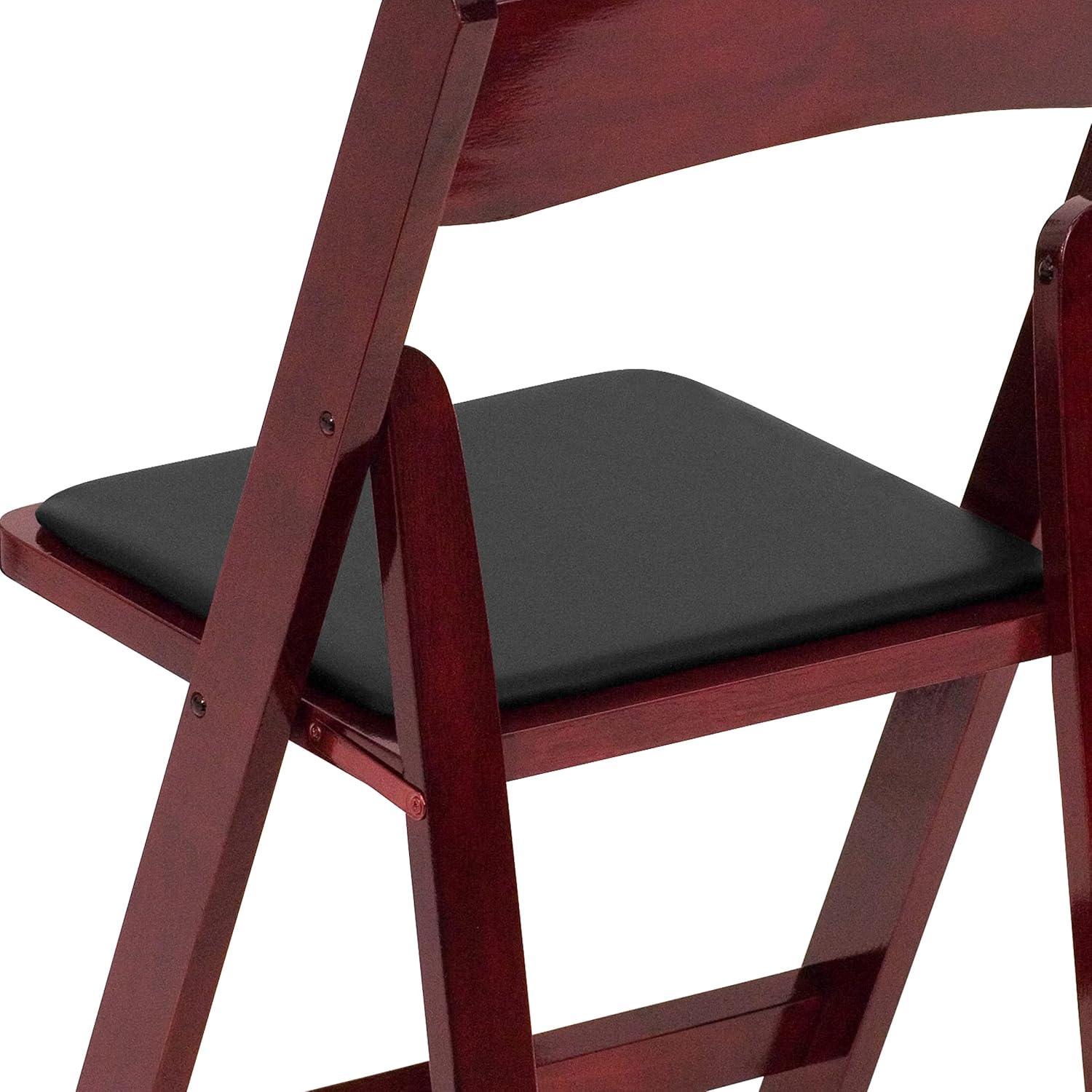 imageFlash Furniture 4 Pack HERCULES Series Fruitwood Wood Folding Chair with Vinyl Padded SeatMahogany