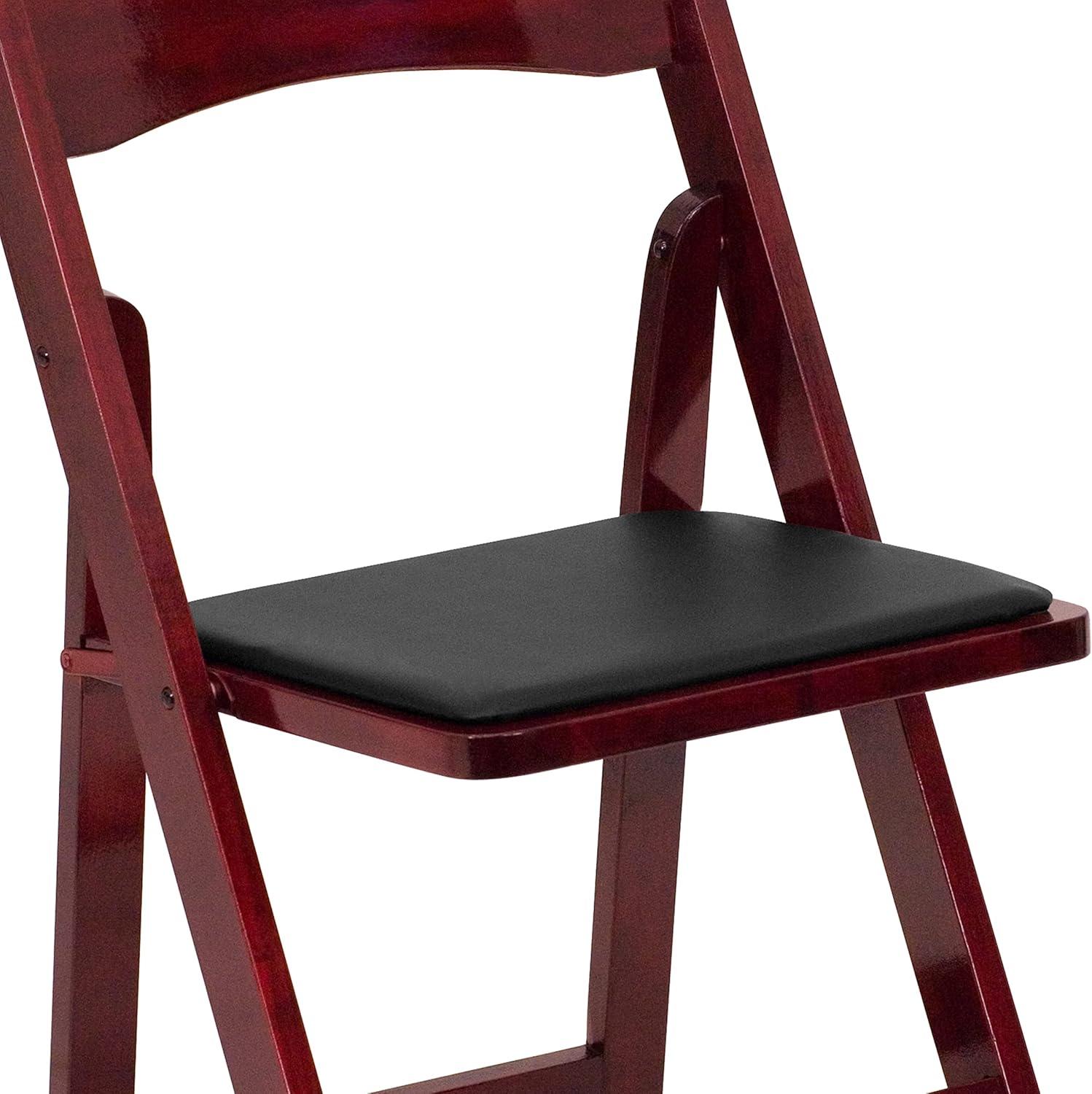 imageFlash Furniture 4 Pack HERCULES Series Fruitwood Wood Folding Chair with Vinyl Padded SeatMahogany