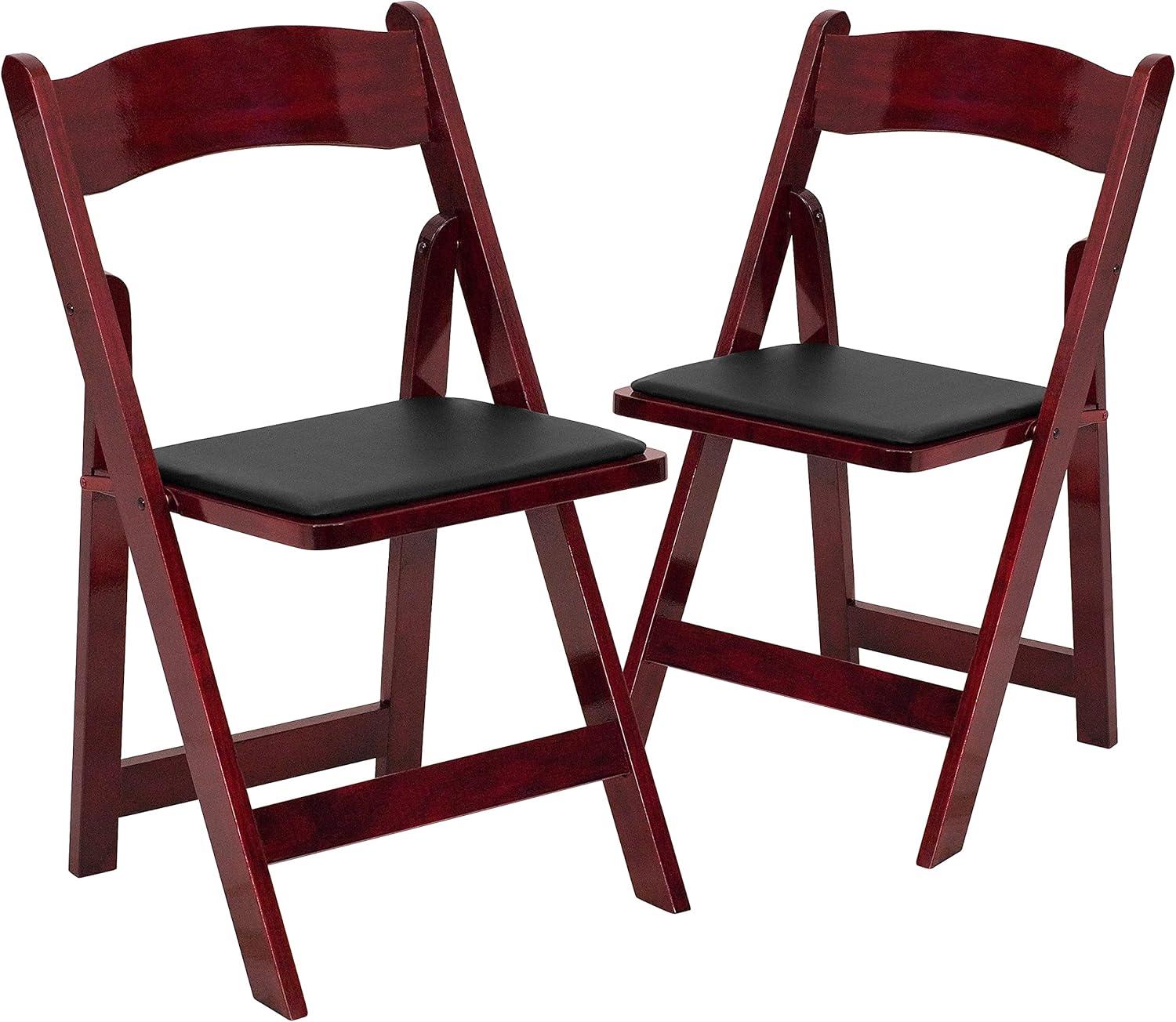 imageFlash Furniture 4 Pack HERCULES Series Fruitwood Wood Folding Chair with Vinyl Padded SeatMahogany