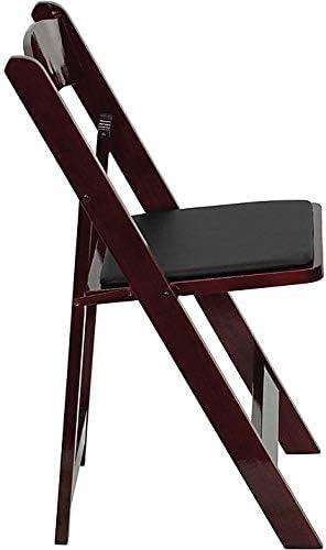 imageFlash Furniture 4 Pack HERCULES Series Fruitwood Wood Folding Chair with Vinyl Padded SeatMahogany
