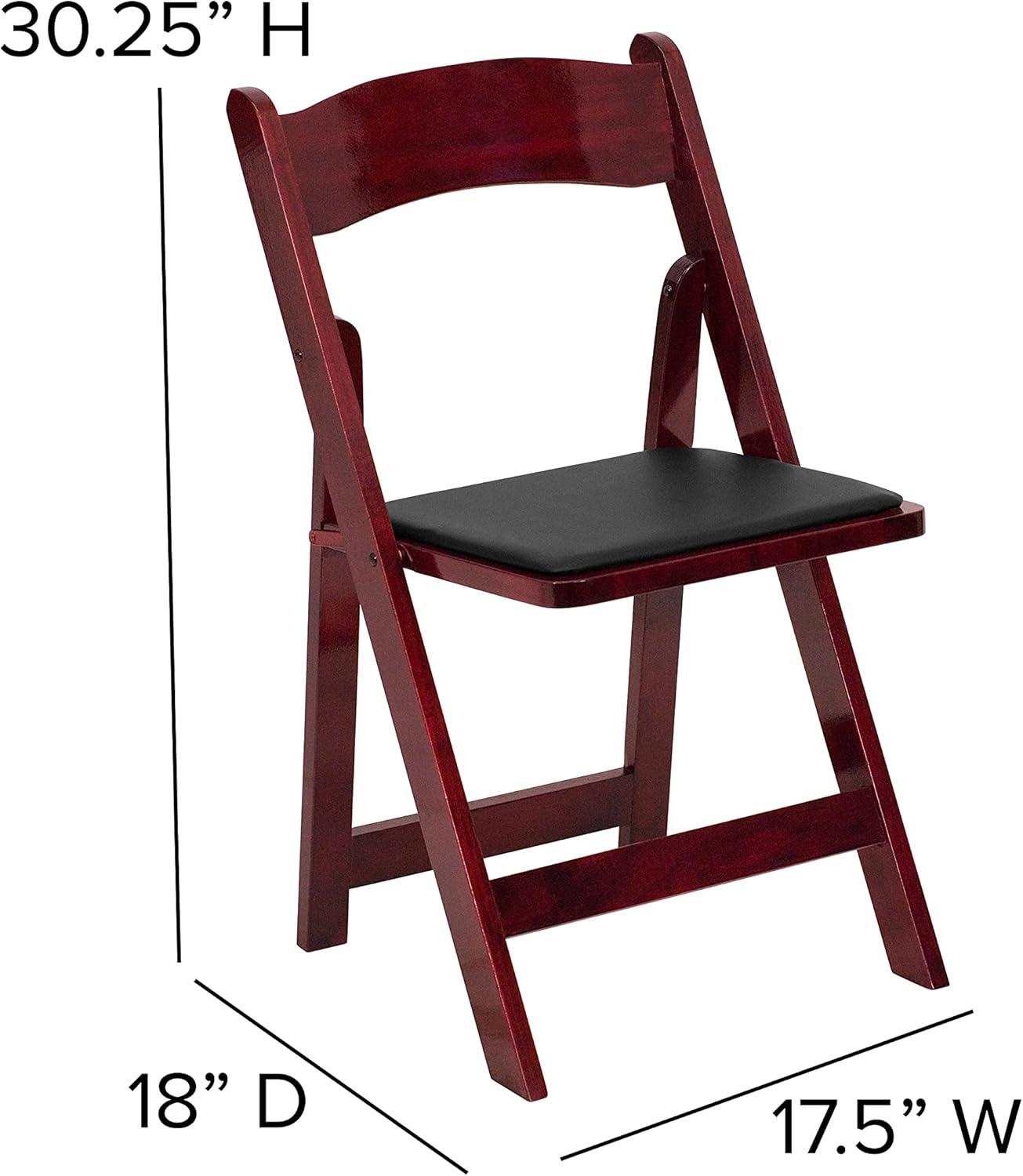 imageFlash Furniture 4 Pack HERCULES Series Fruitwood Wood Folding Chair with Vinyl Padded SeatMahogany