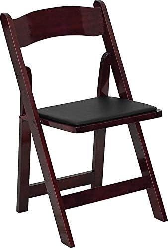 imageFlash Furniture 4 Pack HERCULES Series Fruitwood Wood Folding Chair with Vinyl Padded SeatMahogany