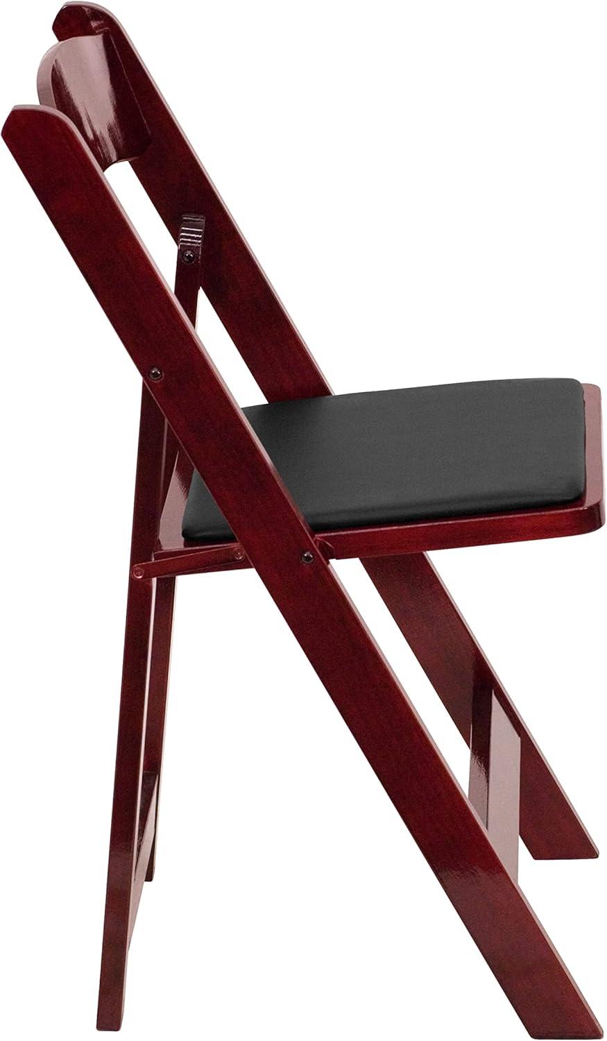 imageFlash Furniture 4 Pack HERCULES Series Fruitwood Wood Folding Chair with Vinyl Padded SeatMahogany