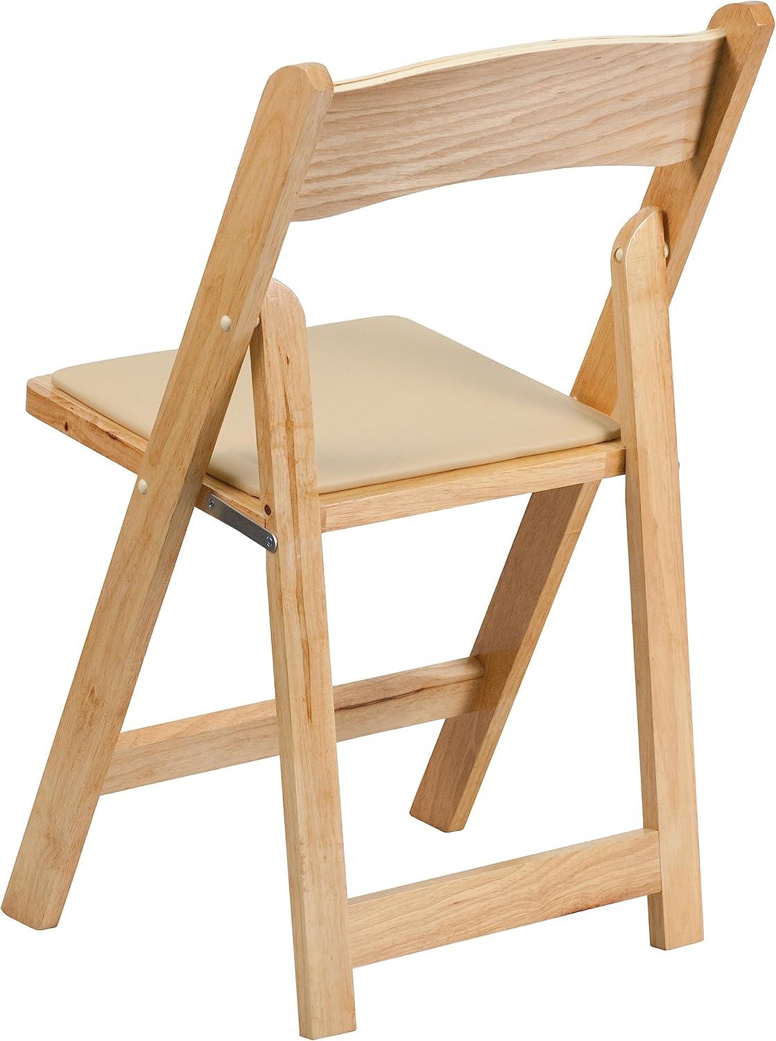 imageFlash Furniture 4 Pack HERCULES Series Fruitwood Wood Folding Chair with Vinyl Padded SeatNatural