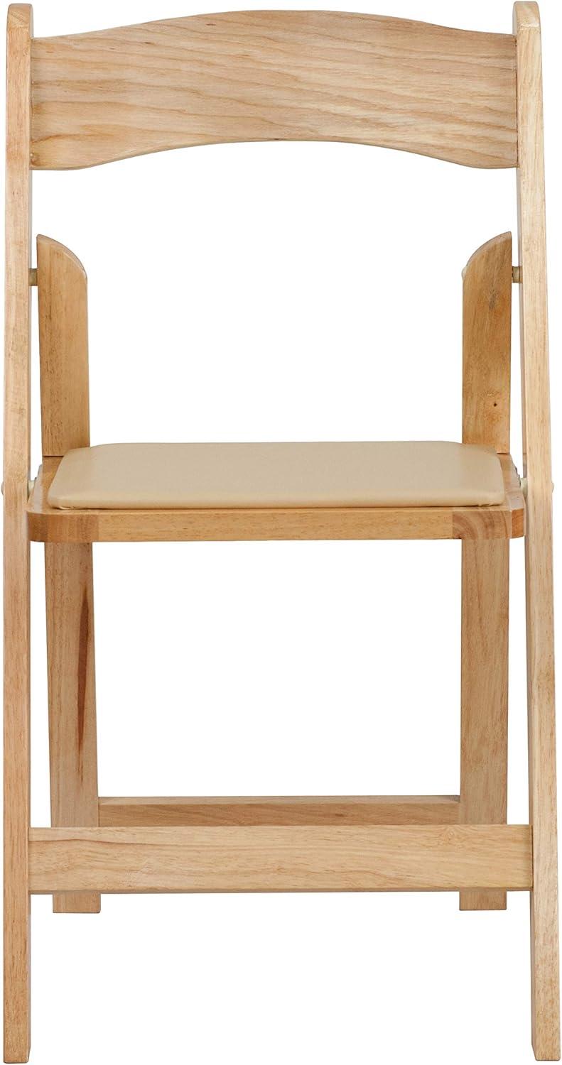 imageFlash Furniture 4 Pack HERCULES Series Fruitwood Wood Folding Chair with Vinyl Padded SeatNatural