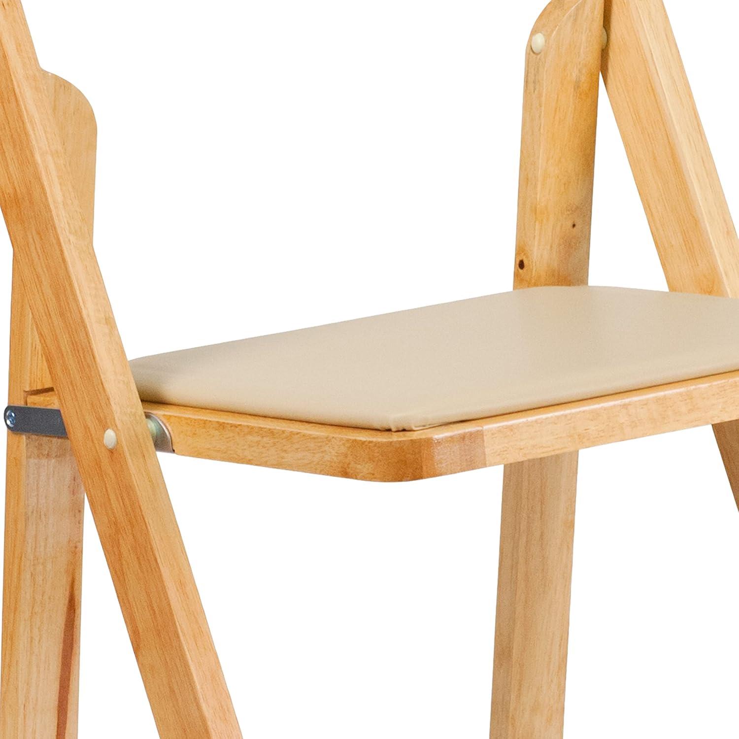 imageFlash Furniture 4 Pack HERCULES Series Fruitwood Wood Folding Chair with Vinyl Padded SeatNatural