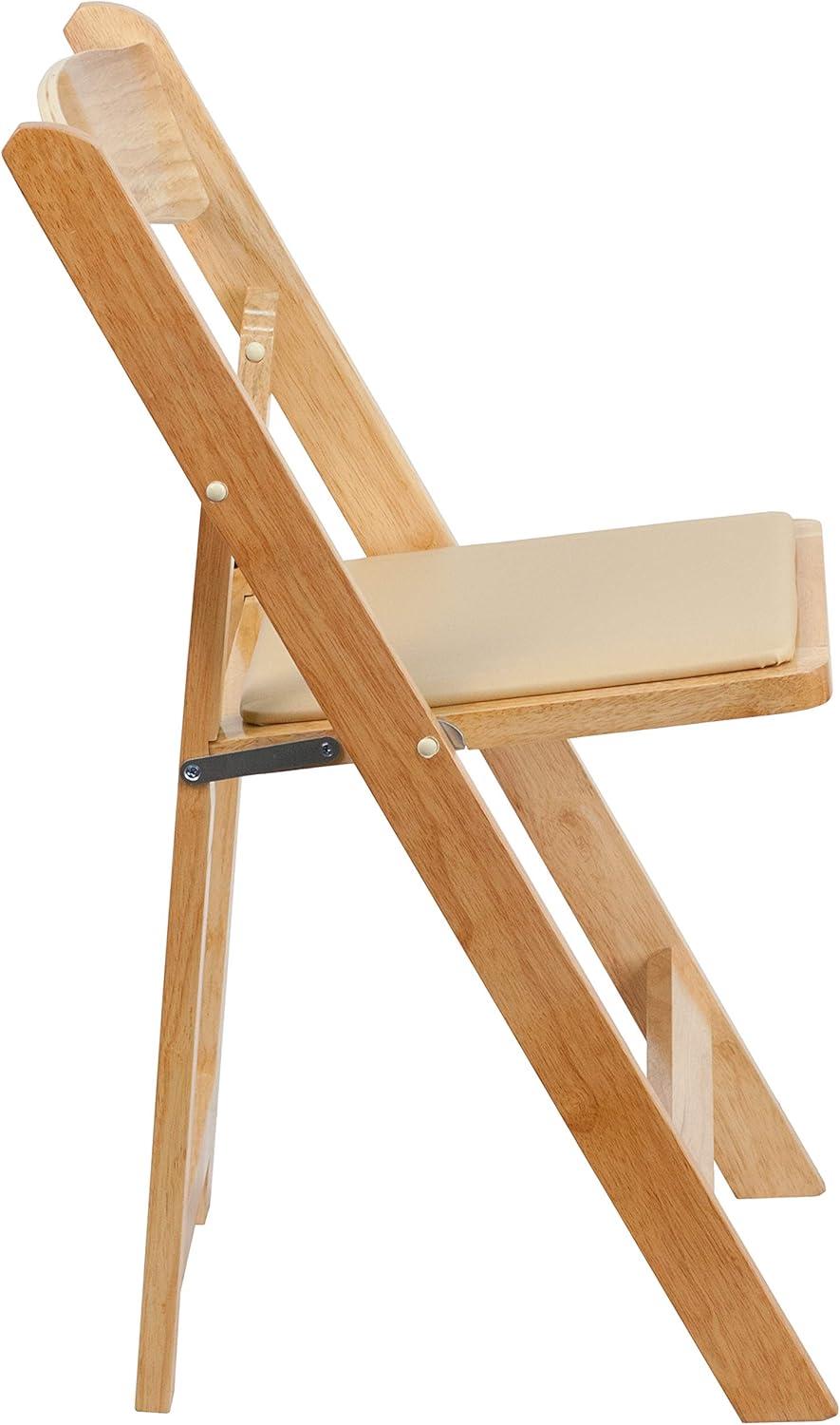 imageFlash Furniture 4 Pack HERCULES Series Fruitwood Wood Folding Chair with Vinyl Padded SeatNatural