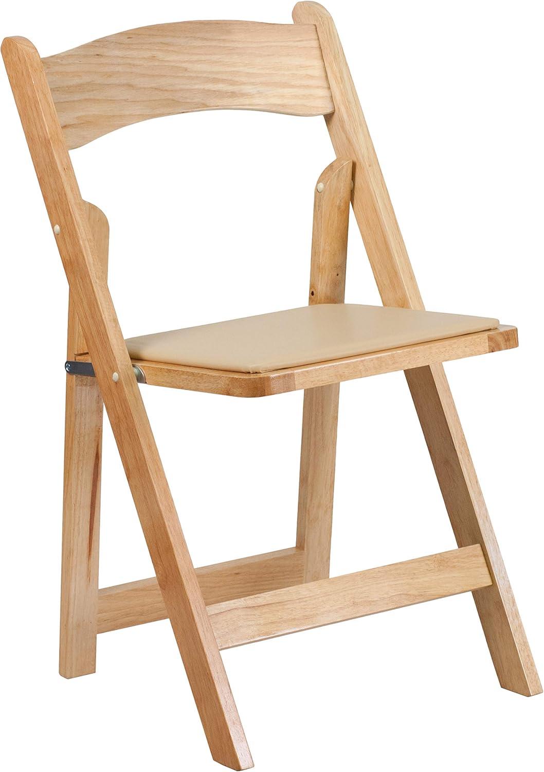 imageFlash Furniture 4 Pack HERCULES Series Fruitwood Wood Folding Chair with Vinyl Padded SeatNatural