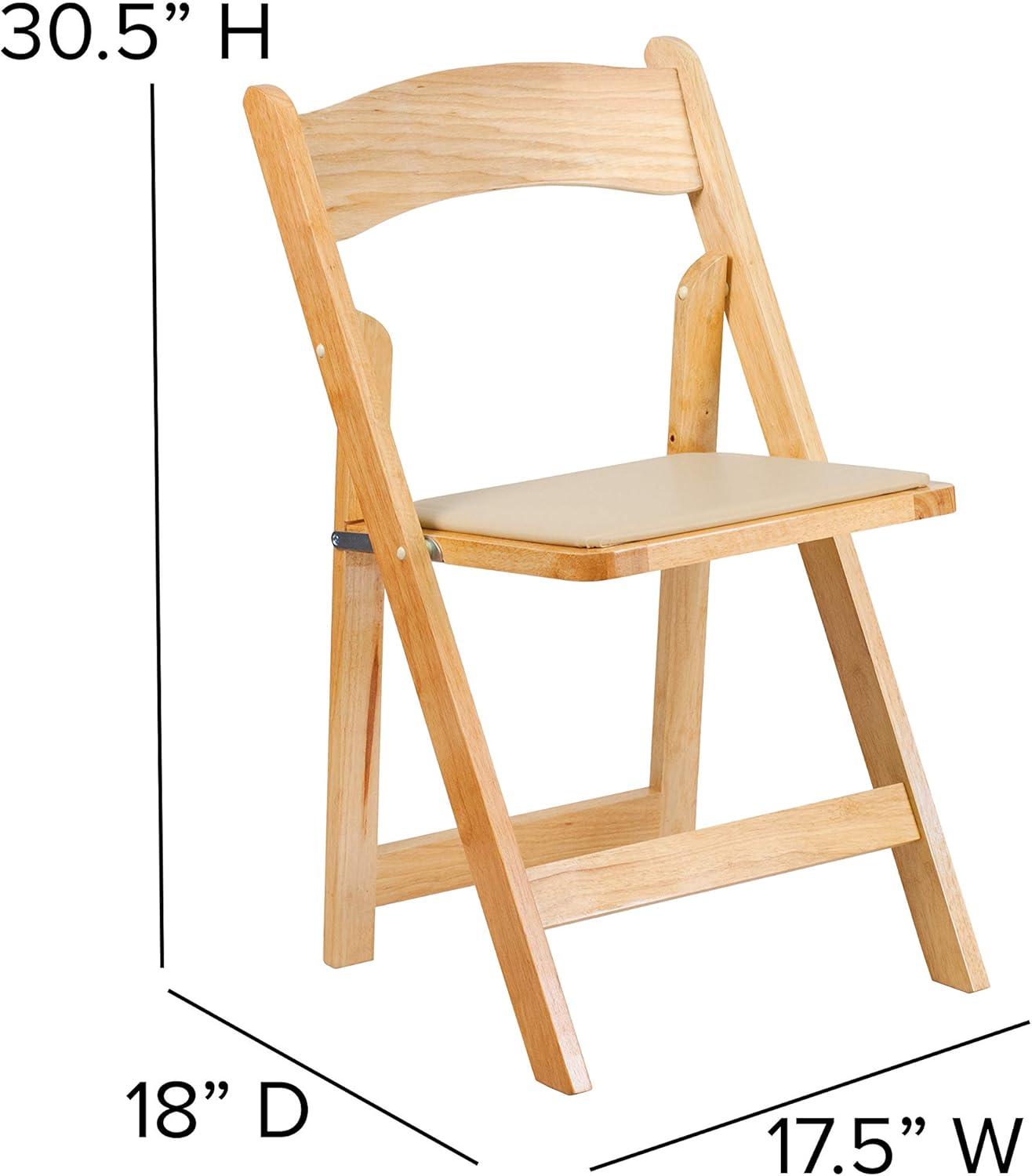imageFlash Furniture 4 Pack HERCULES Series Fruitwood Wood Folding Chair with Vinyl Padded SeatNatural