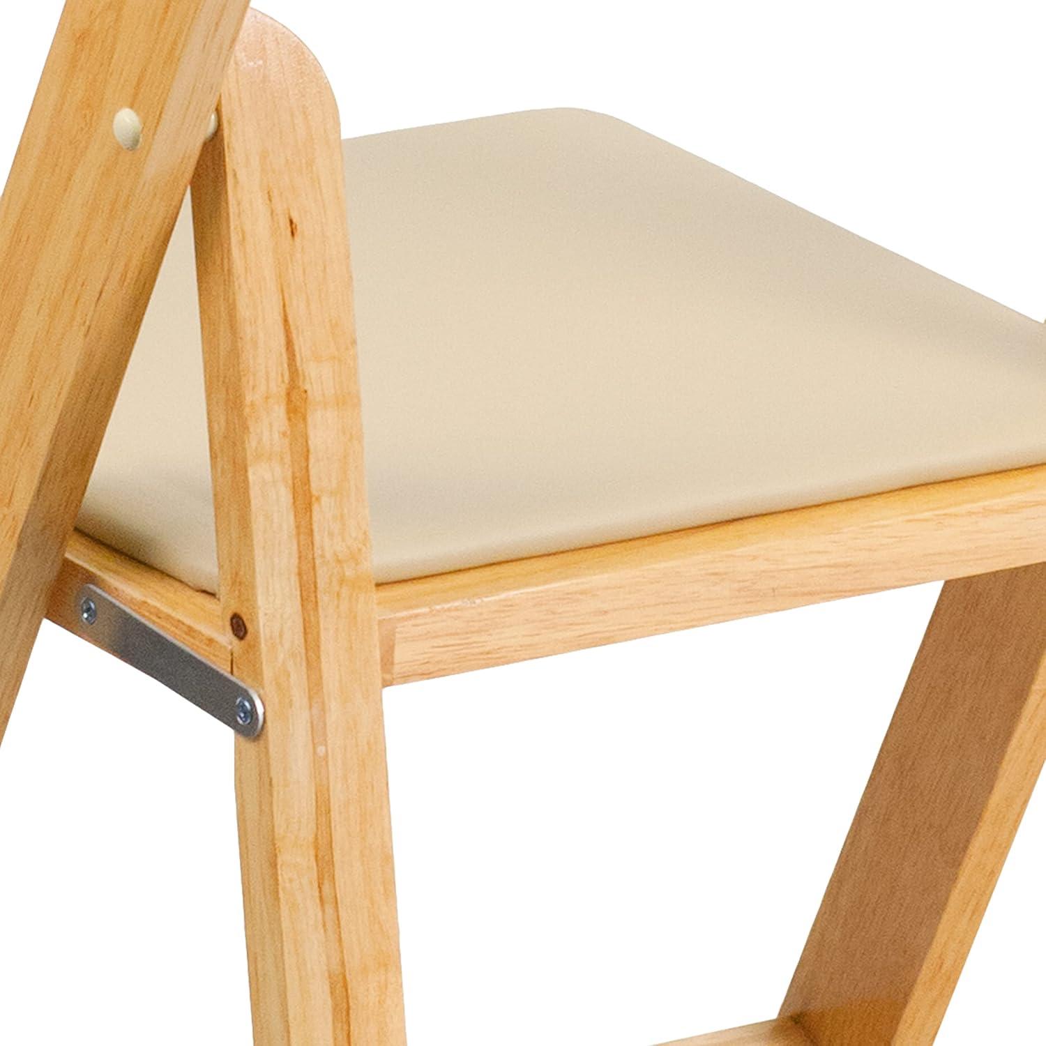imageFlash Furniture 4 Pack HERCULES Series Fruitwood Wood Folding Chair with Vinyl Padded SeatNatural