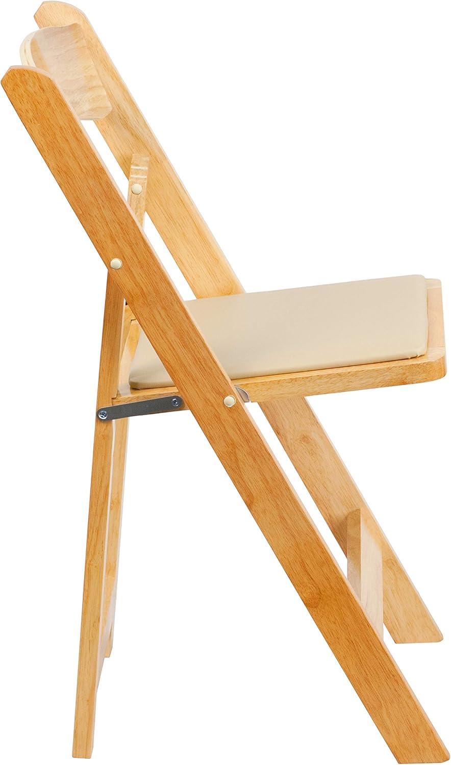 imageFlash Furniture 4 Pack HERCULES Series Fruitwood Wood Folding Chair with Vinyl Padded SeatNatural