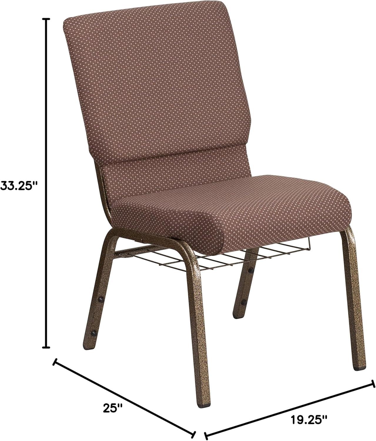 imageFlash Furniture 4 Pk HERCULES Series 185W Church Chair in Black Patterned Fabric with Cup Book Rack Silver Vein FrameBrown Dot FabricGold Vein Frame