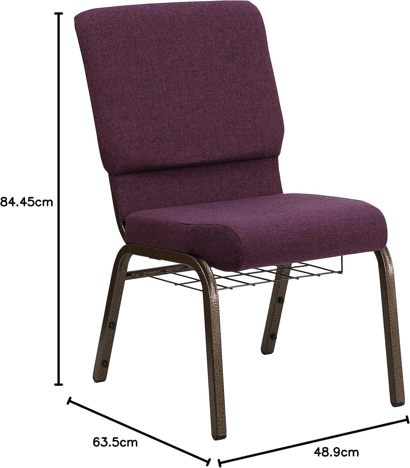 imageFlash Furniture 4 Pk HERCULES Series 185W Church Chair in Black Patterned Fabric with Cup Book Rack Silver Vein FramePlum FabricGold Vein Frame