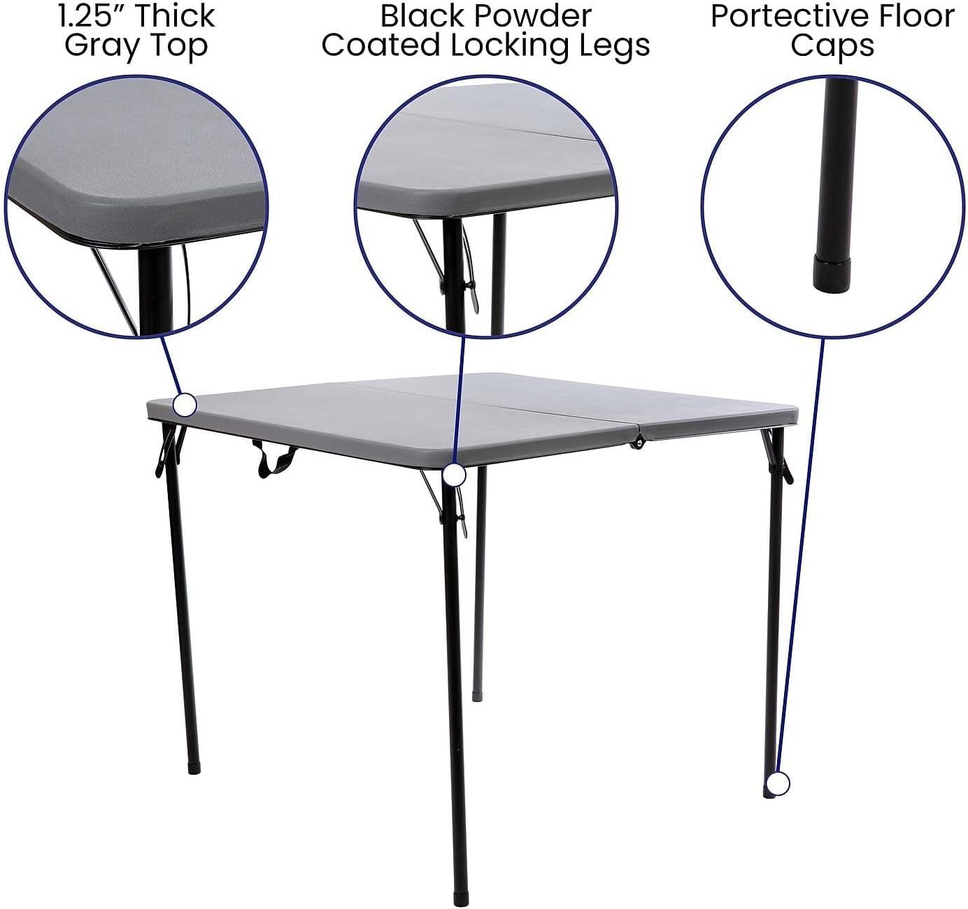 imageFlash Furniture 4Pack Extra Wide 650LB Capacity Folding Chairs and Gray BiFold Plastic Folding Table