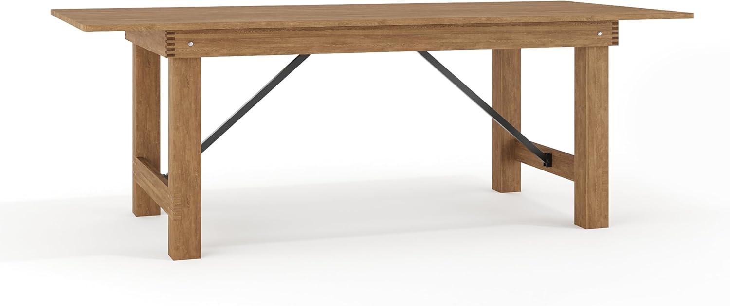 imageFlash Furniture 7 x 40quot Rustic Solid Pine Folding Farm Table and 4 Fruitwood Wood Folding Chairs with Vinyl Padded Seats