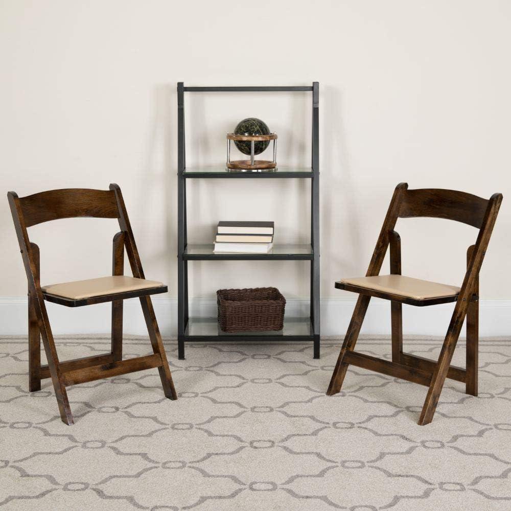 imageFlash Furniture 7 x 40quot Rustic Solid Pine Folding Farm Table and 4 Fruitwood Wood Folding Chairs with Vinyl Padded Seats