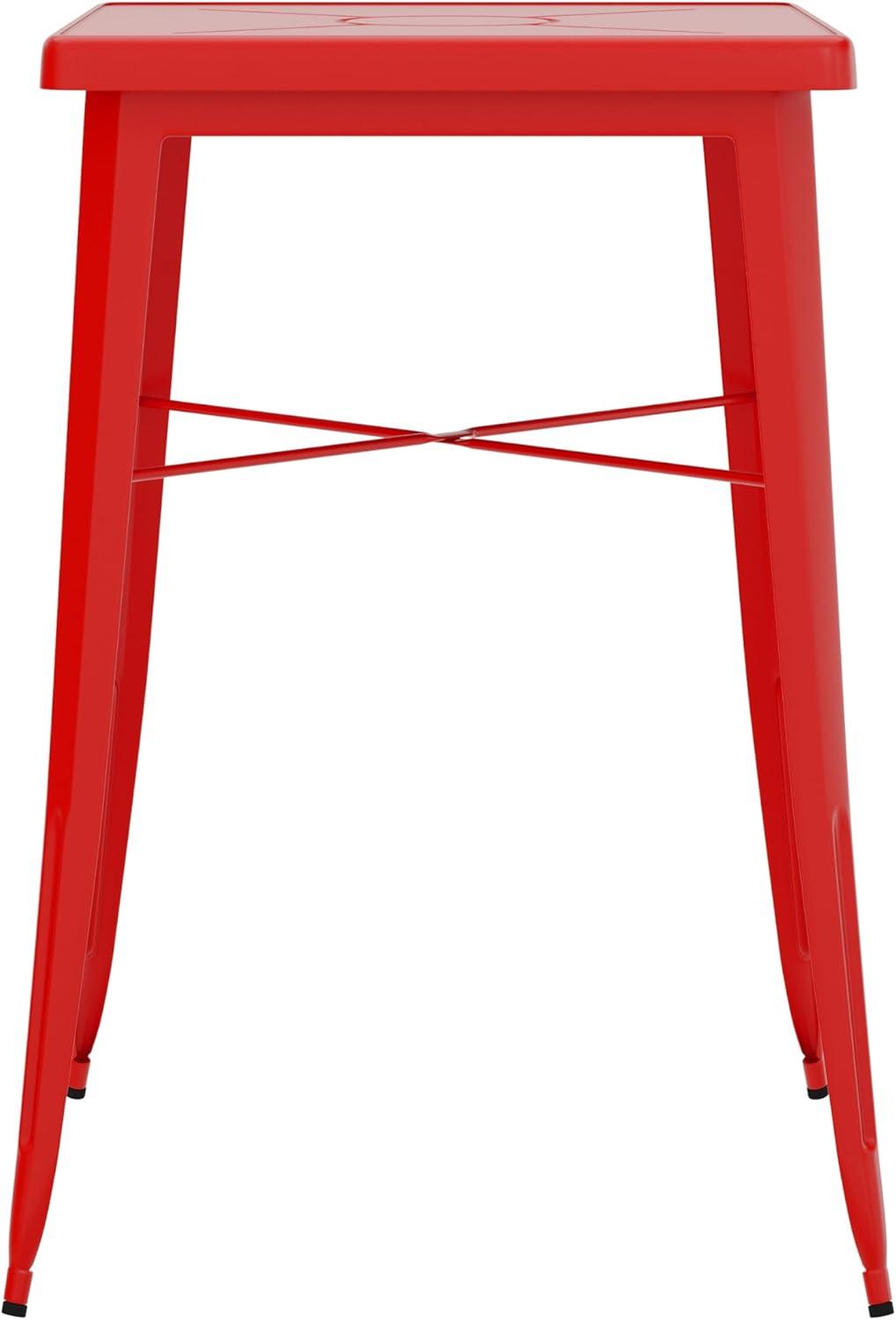 imageFlash Furniture Aaron Commercial Grade 2375quot Square White Metal IndoorOutdoor Bar Height TableRed