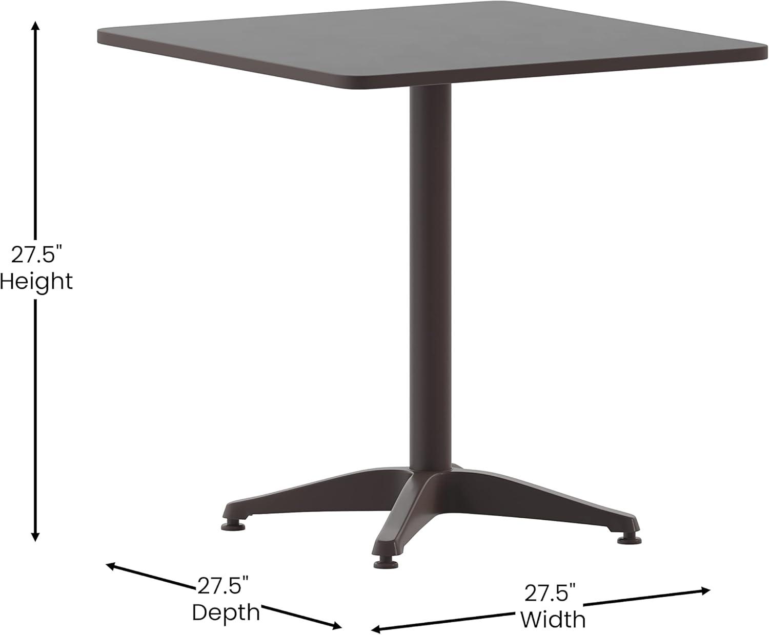 imageFlash Furniture Aluminum 5Piece Patio Dining Set with Square Table and 4 Slat Back Chairs IndoorOutdoor Bistro Table and Chairs Set SilverBronze