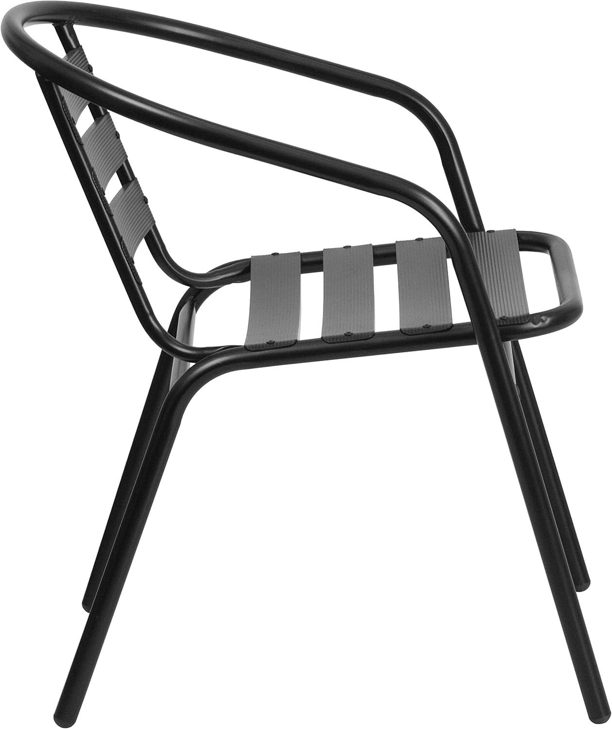 imageFlash Furniture Aluminum Slat Back Stacking Outdoor Restaurant Chairs Modern Stackable Patio Chairs for Restaurants Set of 4 BlackBlack