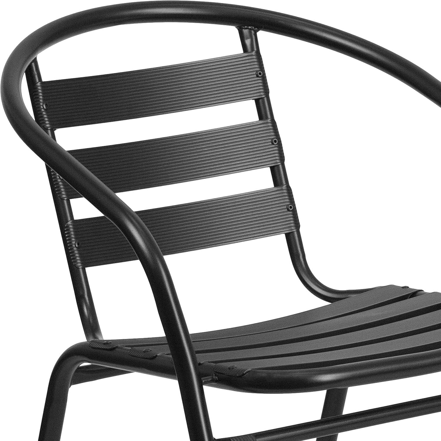 imageFlash Furniture Aluminum Slat Back Stacking Outdoor Restaurant Chairs Modern Stackable Patio Chairs for Restaurants Set of 4 BlackBlack