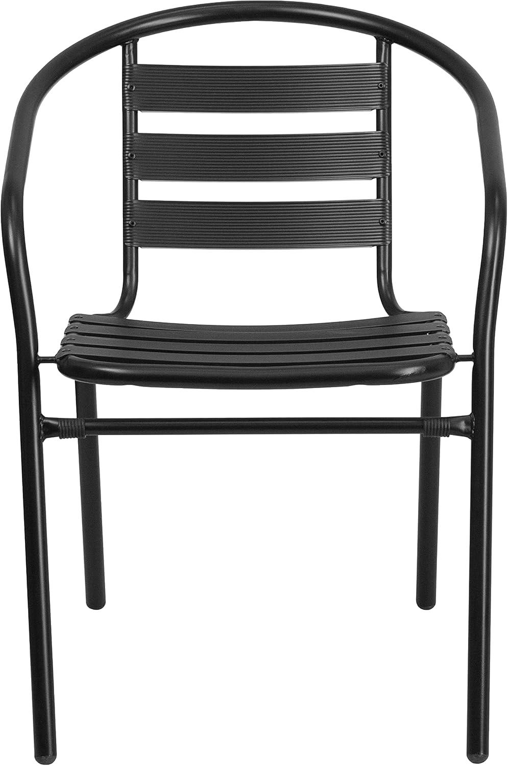 imageFlash Furniture Aluminum Slat Back Stacking Outdoor Restaurant Chairs Modern Stackable Patio Chairs for Restaurants Set of 4 BlackBlack