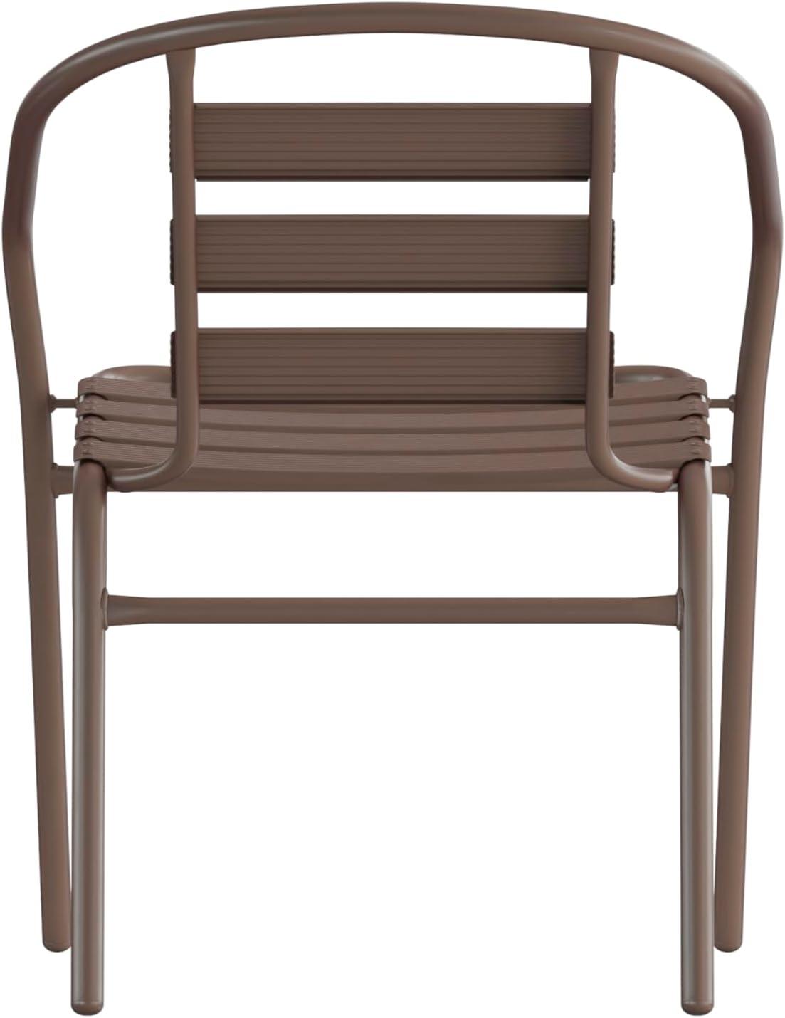 imageFlash Furniture Aluminum Slat Back Stacking Outdoor Restaurant Chairs Modern Stackable Patio Chairs for Restaurants Set of 4 BlackBronze