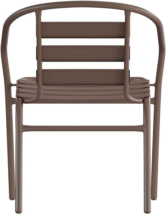 imageFlash Furniture Aluminum Slat Back Stacking Outdoor Restaurant Chairs Modern Stackable Patio Chairs for Restaurants Set of 4 BlackBronze