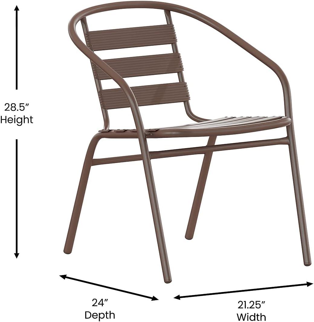 imageFlash Furniture Aluminum Slat Back Stacking Outdoor Restaurant Chairs Modern Stackable Patio Chairs for Restaurants Set of 4 BlackBronze