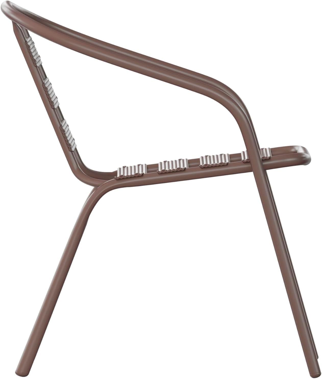 imageFlash Furniture Aluminum Slat Back Stacking Outdoor Restaurant Chairs Modern Stackable Patio Chairs for Restaurants Set of 4 BlackBronze