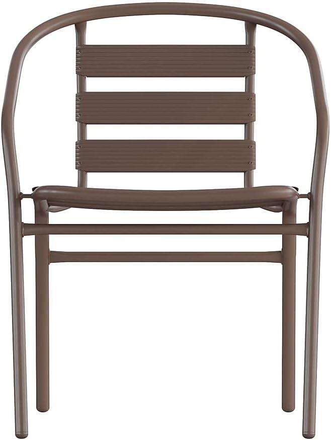 imageFlash Furniture Aluminum Slat Back Stacking Outdoor Restaurant Chairs Modern Stackable Patio Chairs for Restaurants Set of 4 BlackBronze