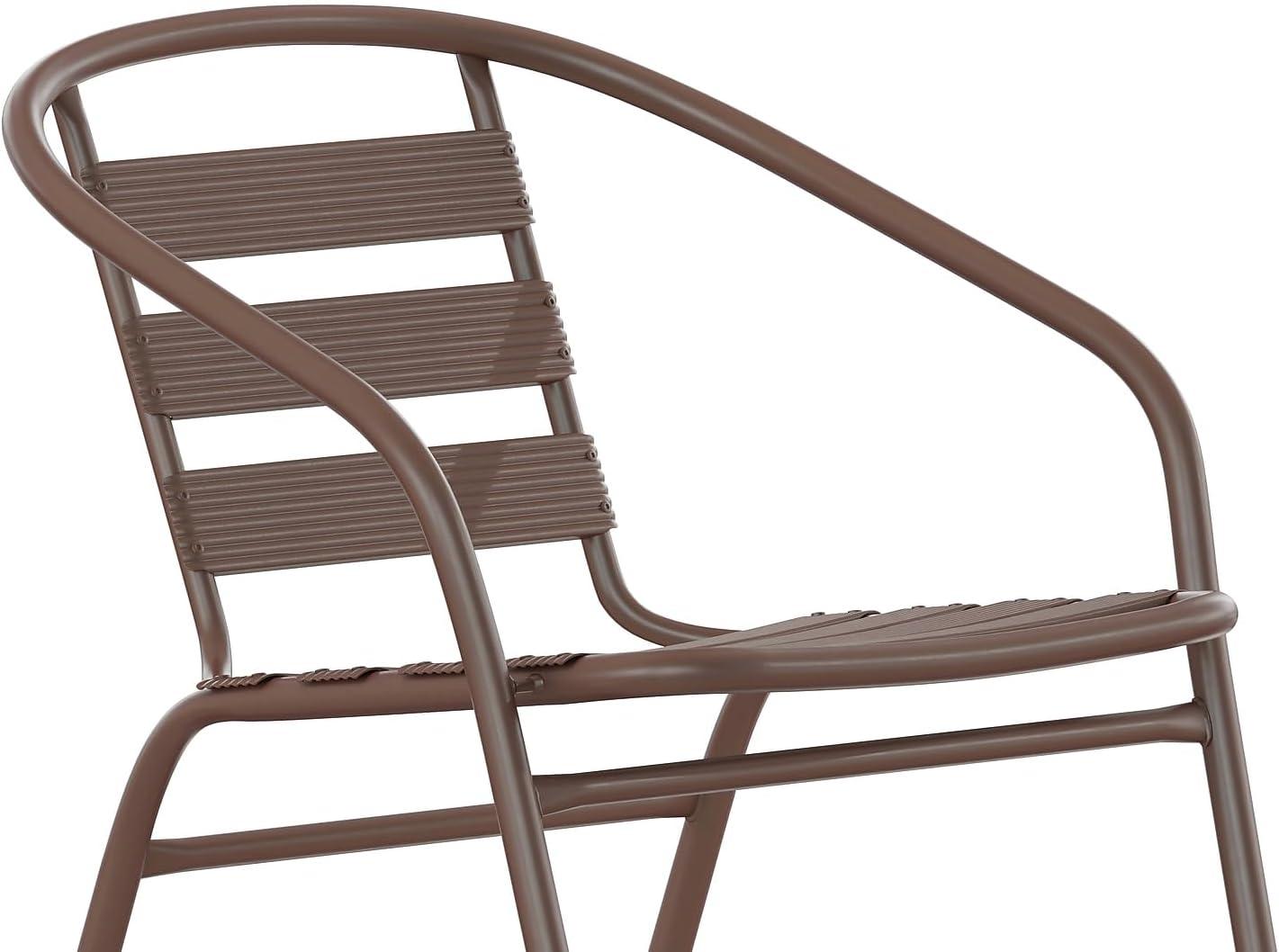 imageFlash Furniture Aluminum Slat Back Stacking Outdoor Restaurant Chairs Modern Stackable Patio Chairs for Restaurants Set of 4 BlackBronze