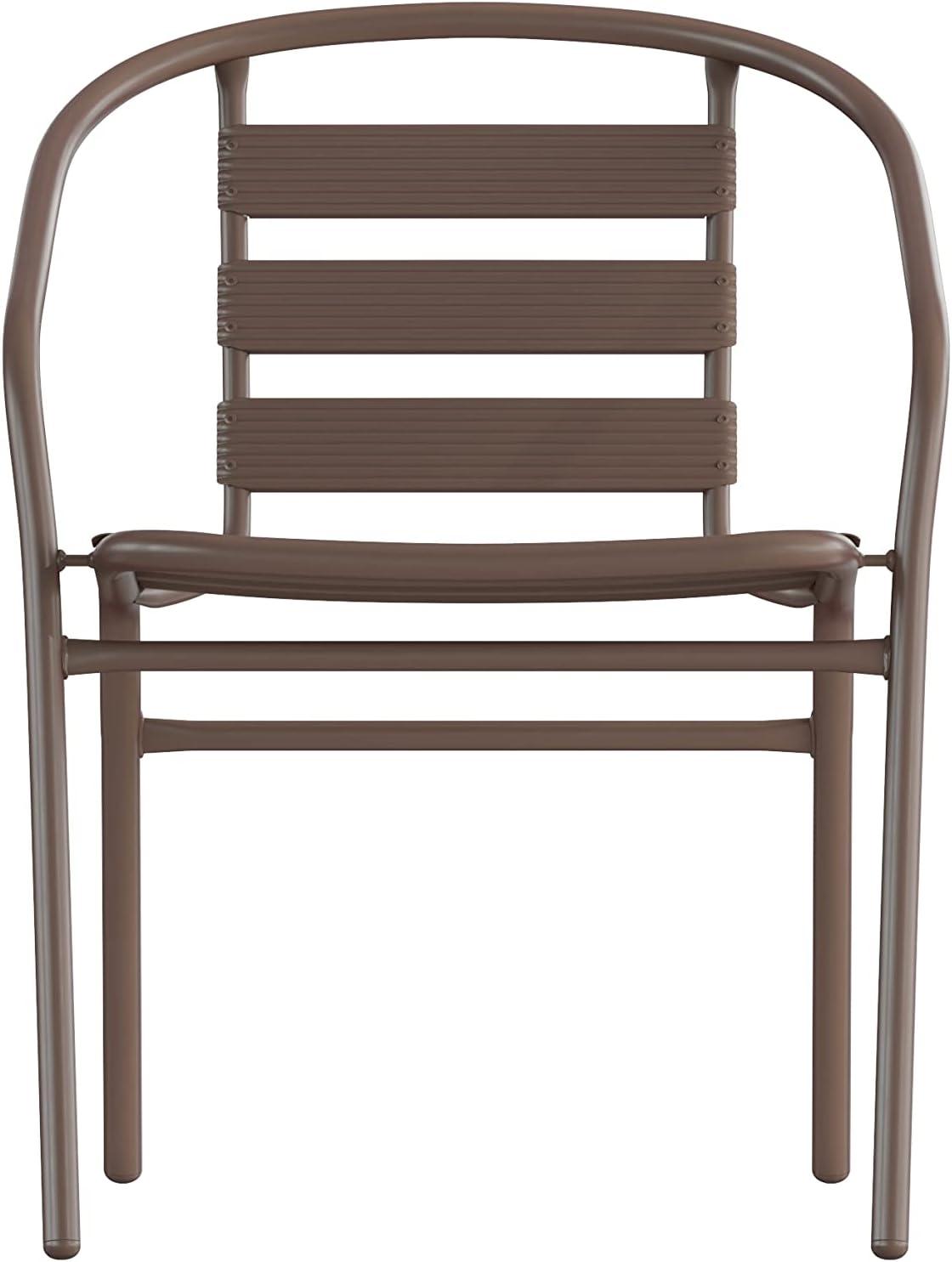 imageFlash Furniture Aluminum Slat Back Stacking Outdoor Restaurant Chairs Modern Stackable Patio Chairs for Restaurants Set of 4 BlackBronze