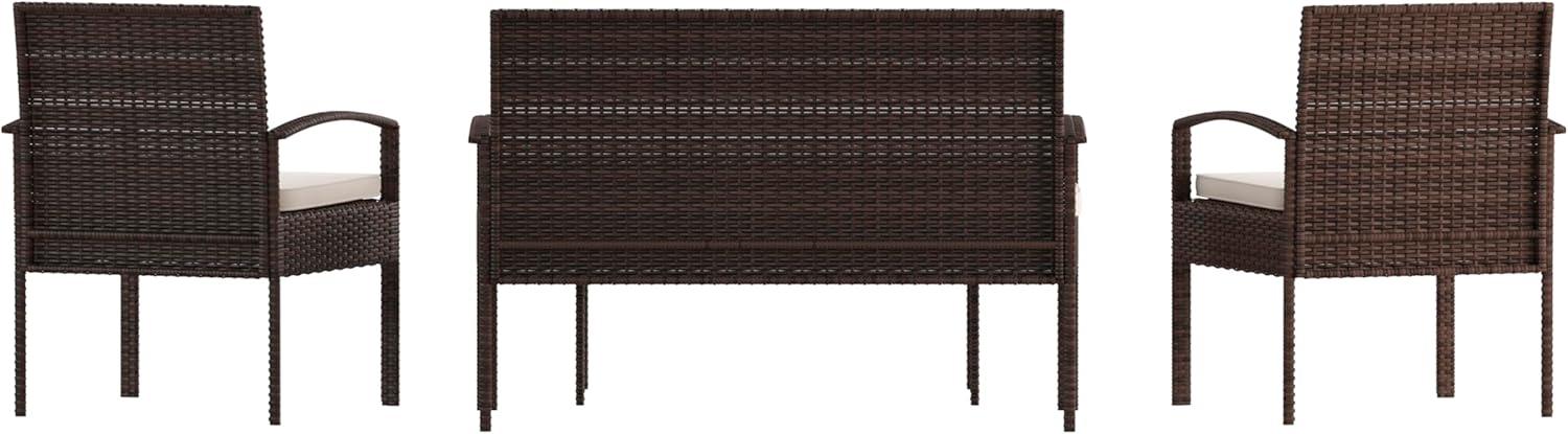 imageFlash Furniture Aransas Series 4 Piece Brown Patio Set with Steel Frame and Beige CushionsBrownBeige