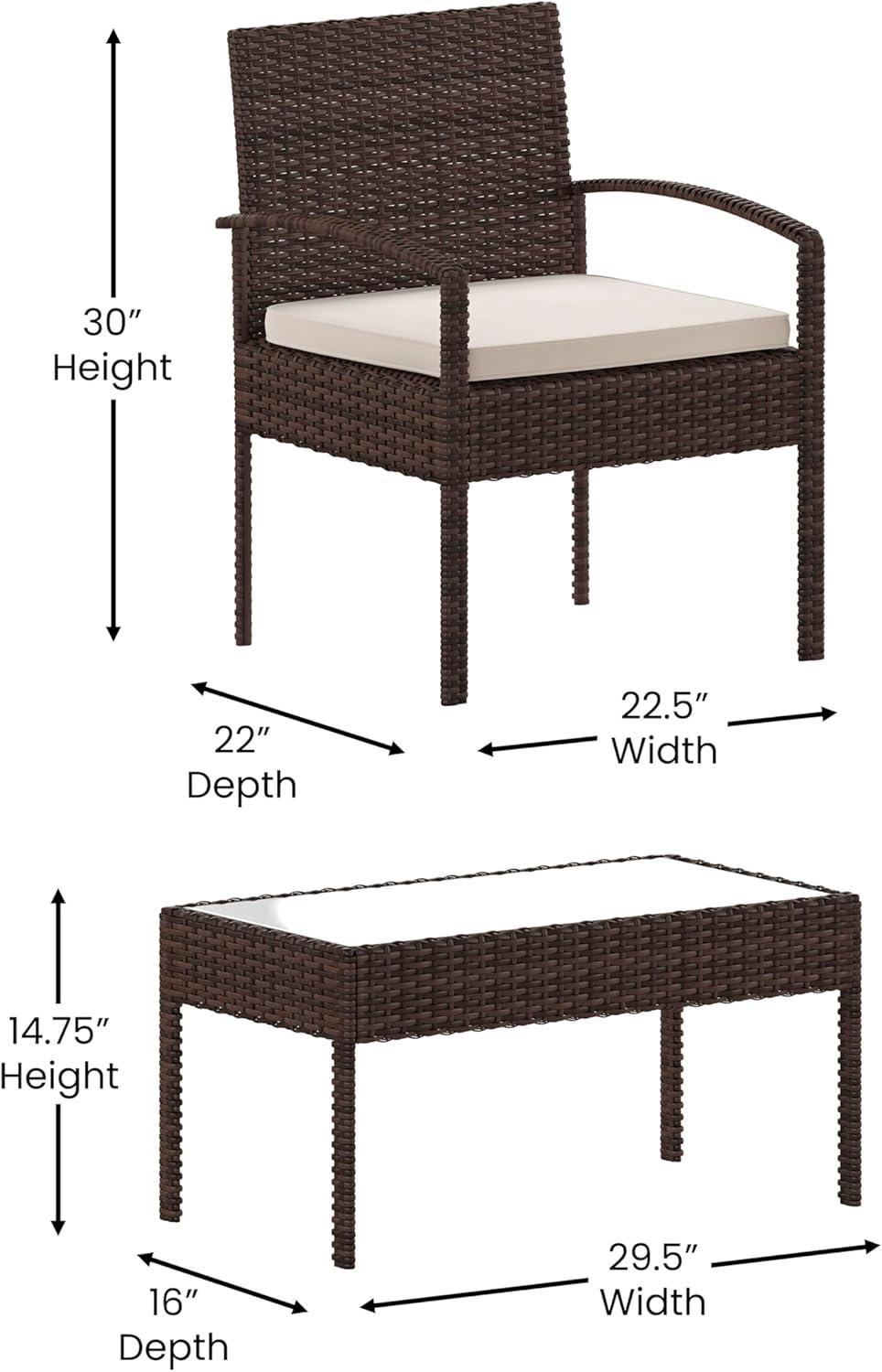 imageFlash Furniture Aransas Series 4 Piece Brown Patio Set with Steel Frame and Beige CushionsBrownBeige