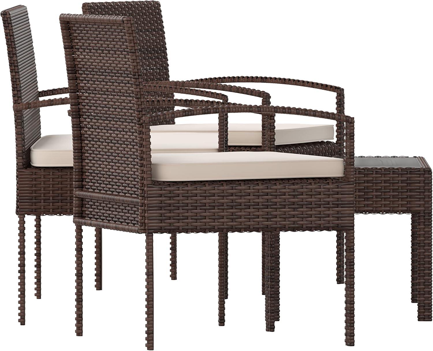imageFlash Furniture Aransas Series 4 Piece Brown Patio Set with Steel Frame and Beige CushionsBrownBeige