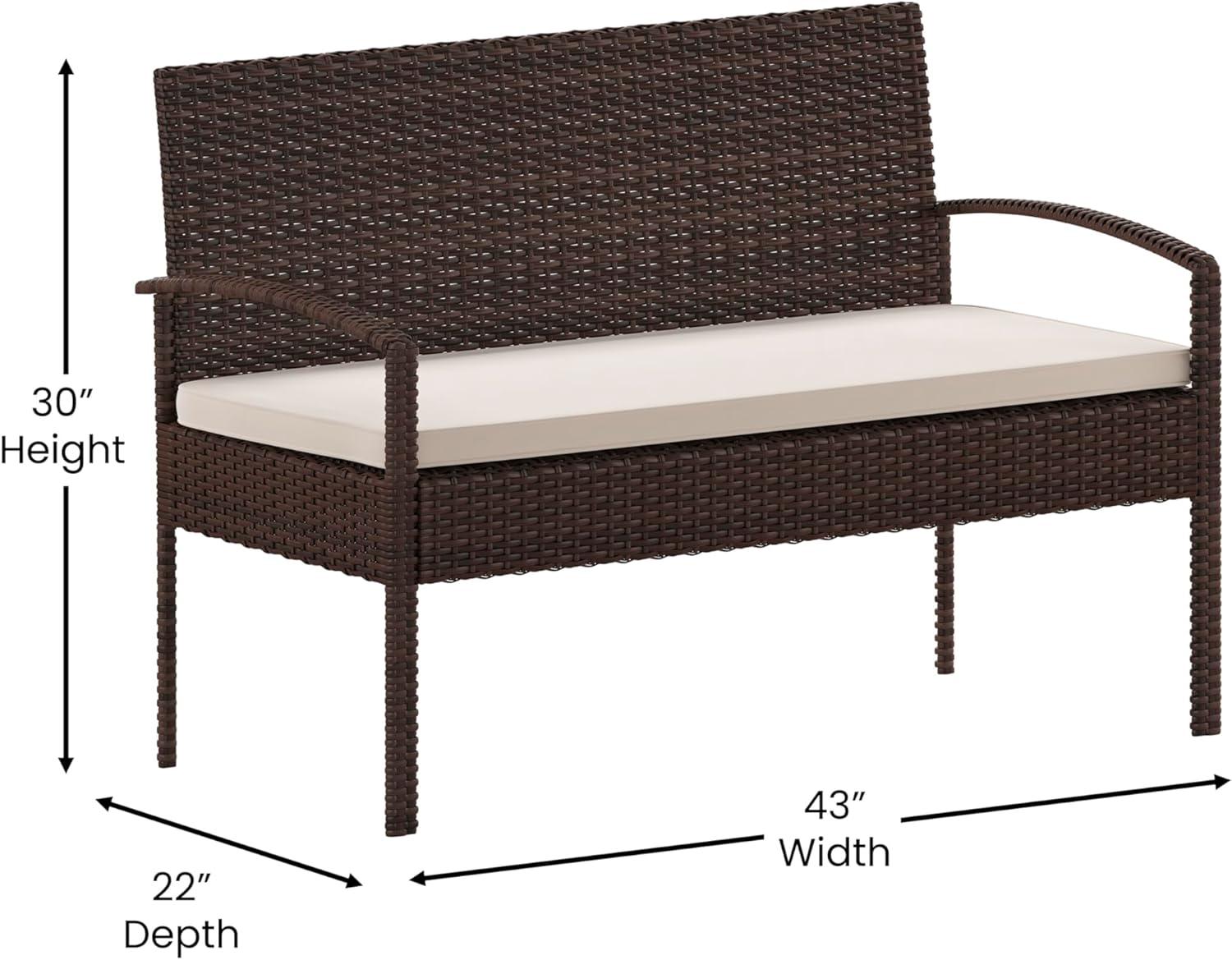 imageFlash Furniture Aransas Series 4 Piece Brown Patio Set with Steel Frame and Beige CushionsBrownBeige