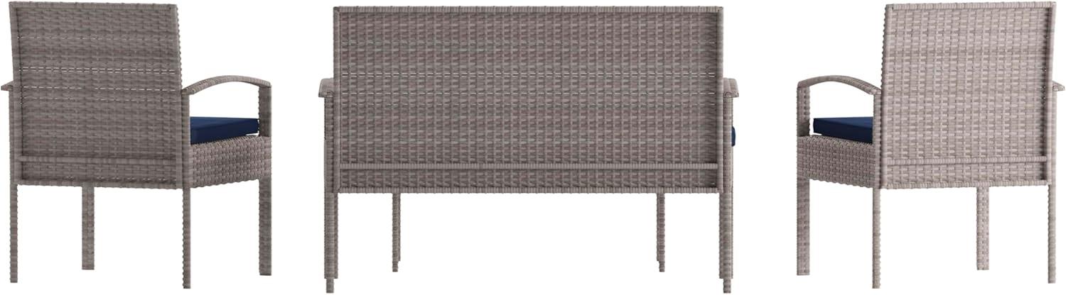 imageFlash Furniture Aransas Series 4 Piece Brown Patio Set with Steel Frame and Beige CushionsLight GrayNavy