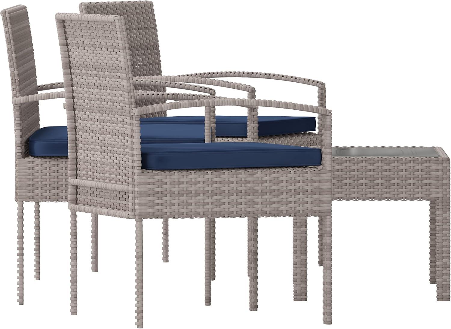 imageFlash Furniture Aransas Series 4 Piece Brown Patio Set with Steel Frame and Beige CushionsLight GrayNavy