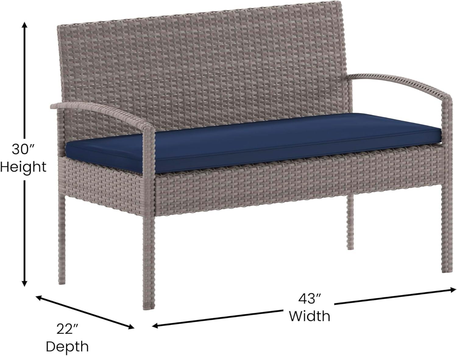 imageFlash Furniture Aransas Series 4 Piece Brown Patio Set with Steel Frame and Beige CushionsLight GrayNavy