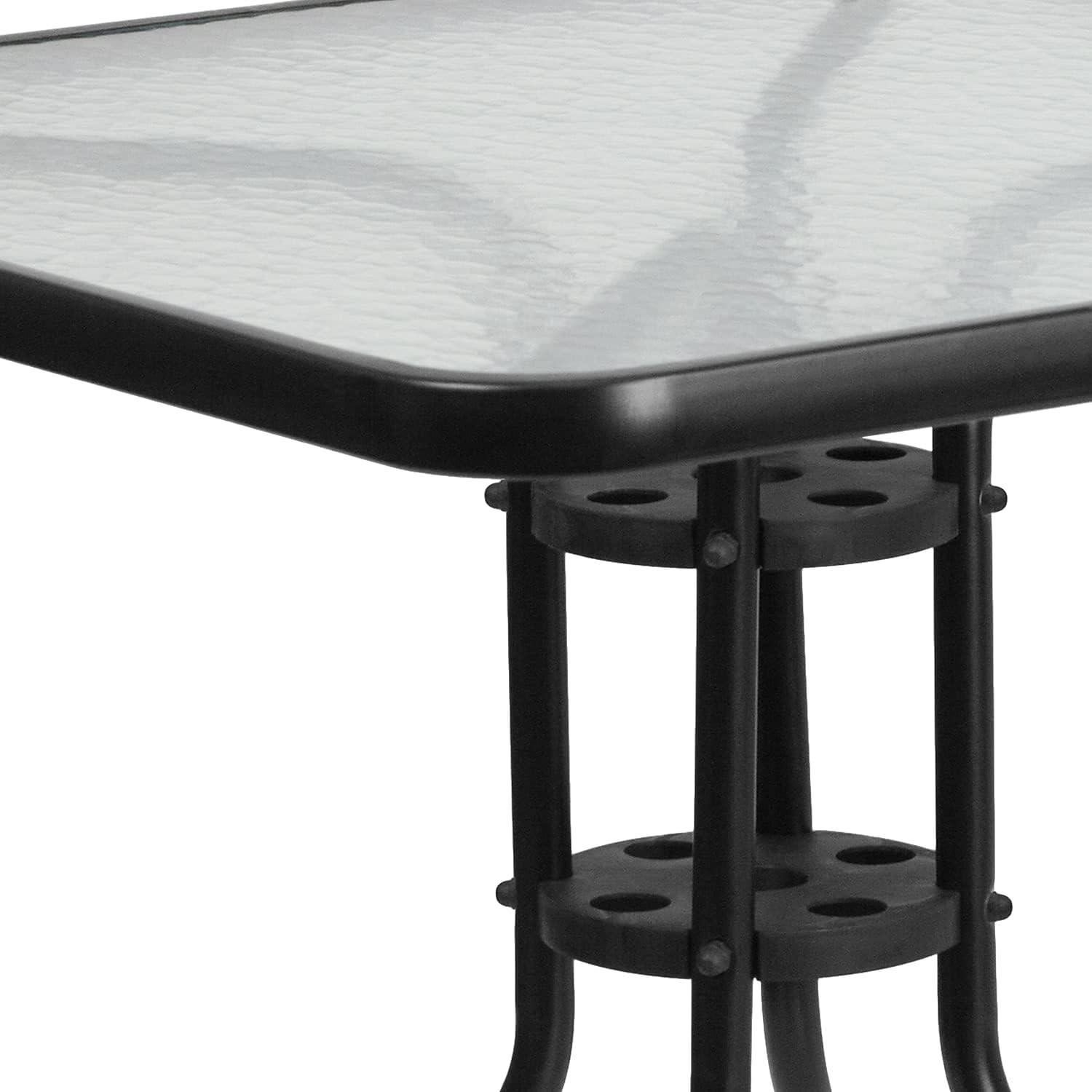 imageFlash Furniture Barker 235quot Square IndoorOutdoor Tempered Glass Patio Side Table Outdoor Patio Table for Commercial or Residential Use ClearBlackClearBlack
