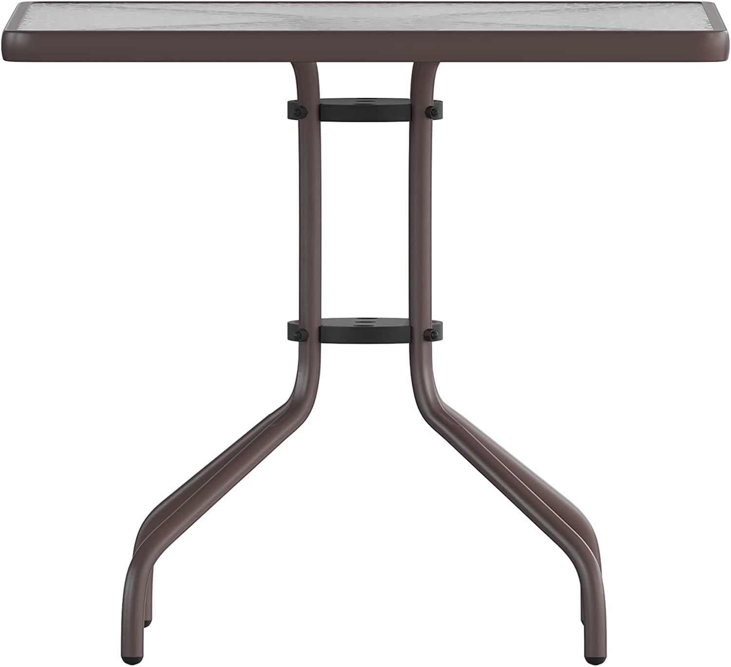 imageFlash Furniture Barker 235quot Square IndoorOutdoor Tempered Glass Patio Side Table Outdoor Patio Table for Commercial or Residential Use ClearBlackClearBronze