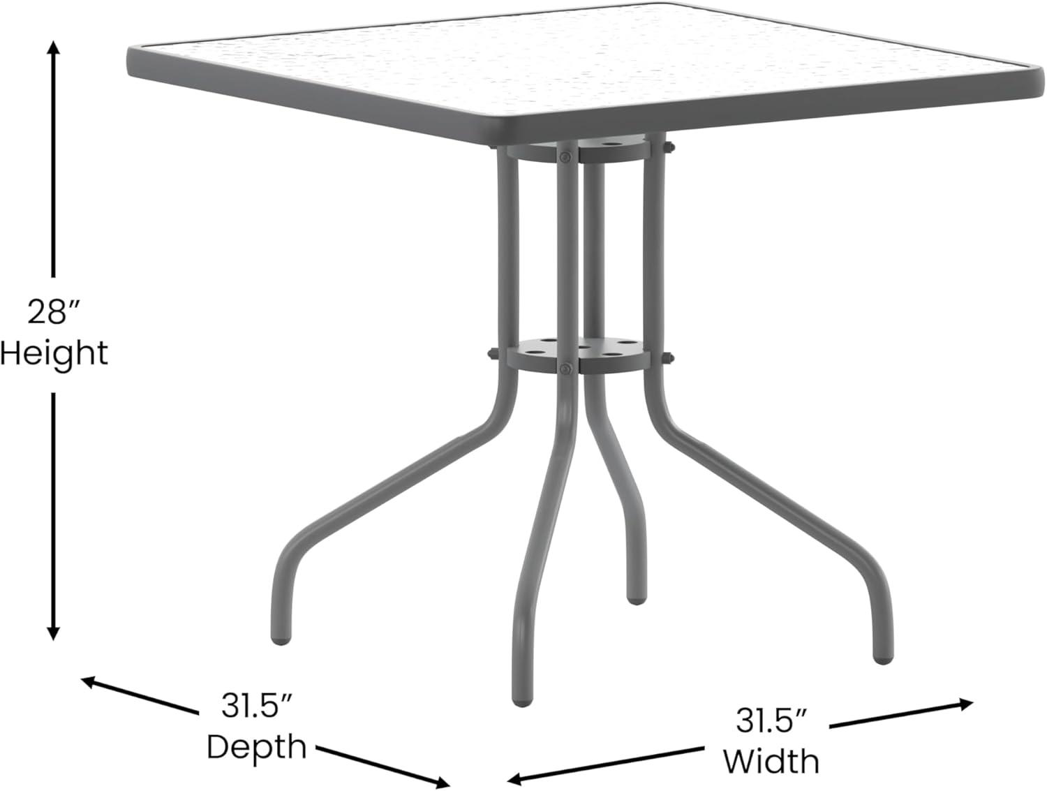 imageFlash Furniture Barker 235quot Square IndoorOutdoor Tempered Glass Patio Side Table Outdoor Patio Table for Commercial or Residential Use ClearBlackClear TopSilver Frame
