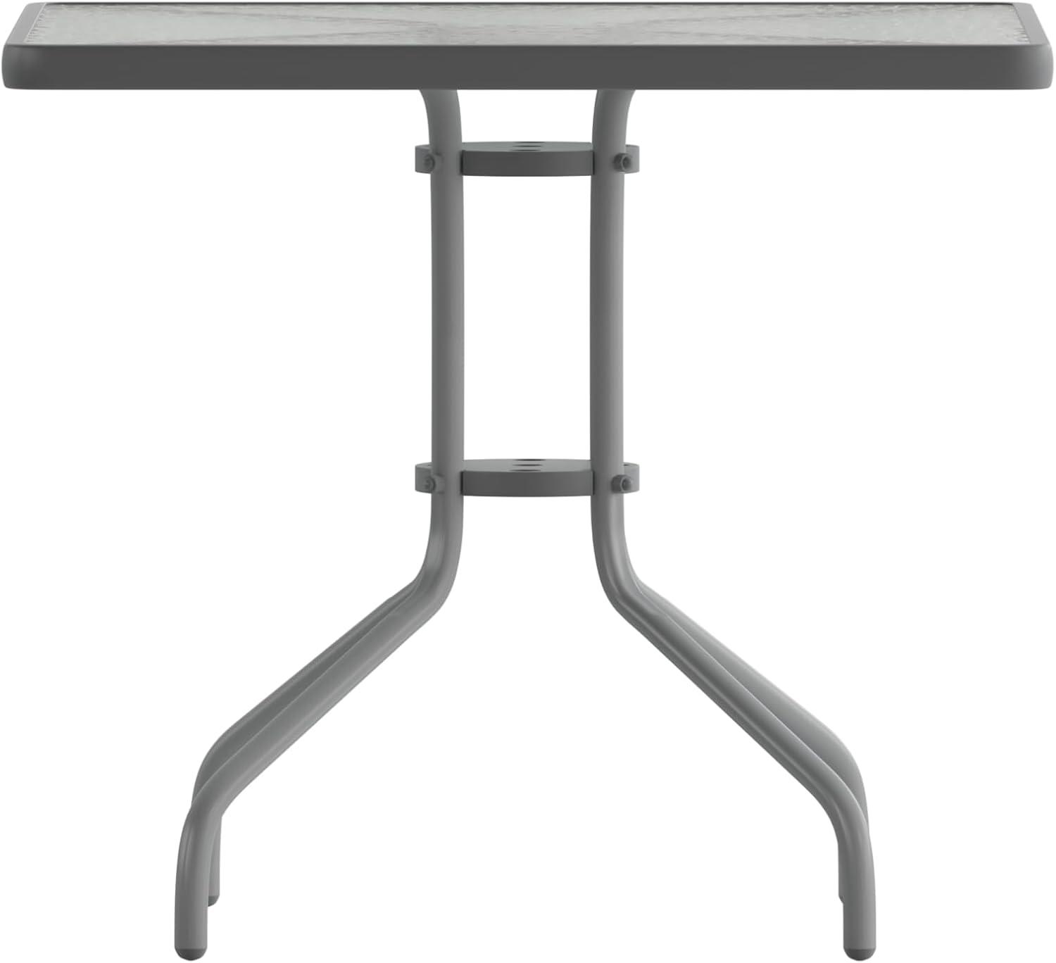 imageFlash Furniture Barker 235quot Square IndoorOutdoor Tempered Glass Patio Side Table Outdoor Patio Table for Commercial or Residential Use ClearBlackClear TopSilver Frame