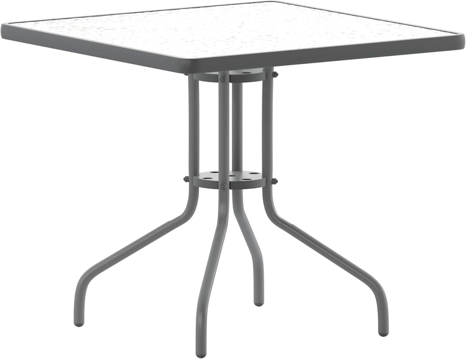 imageFlash Furniture Barker 235quot Square IndoorOutdoor Tempered Glass Patio Side Table Outdoor Patio Table for Commercial or Residential Use ClearBlackClear TopSilver Frame