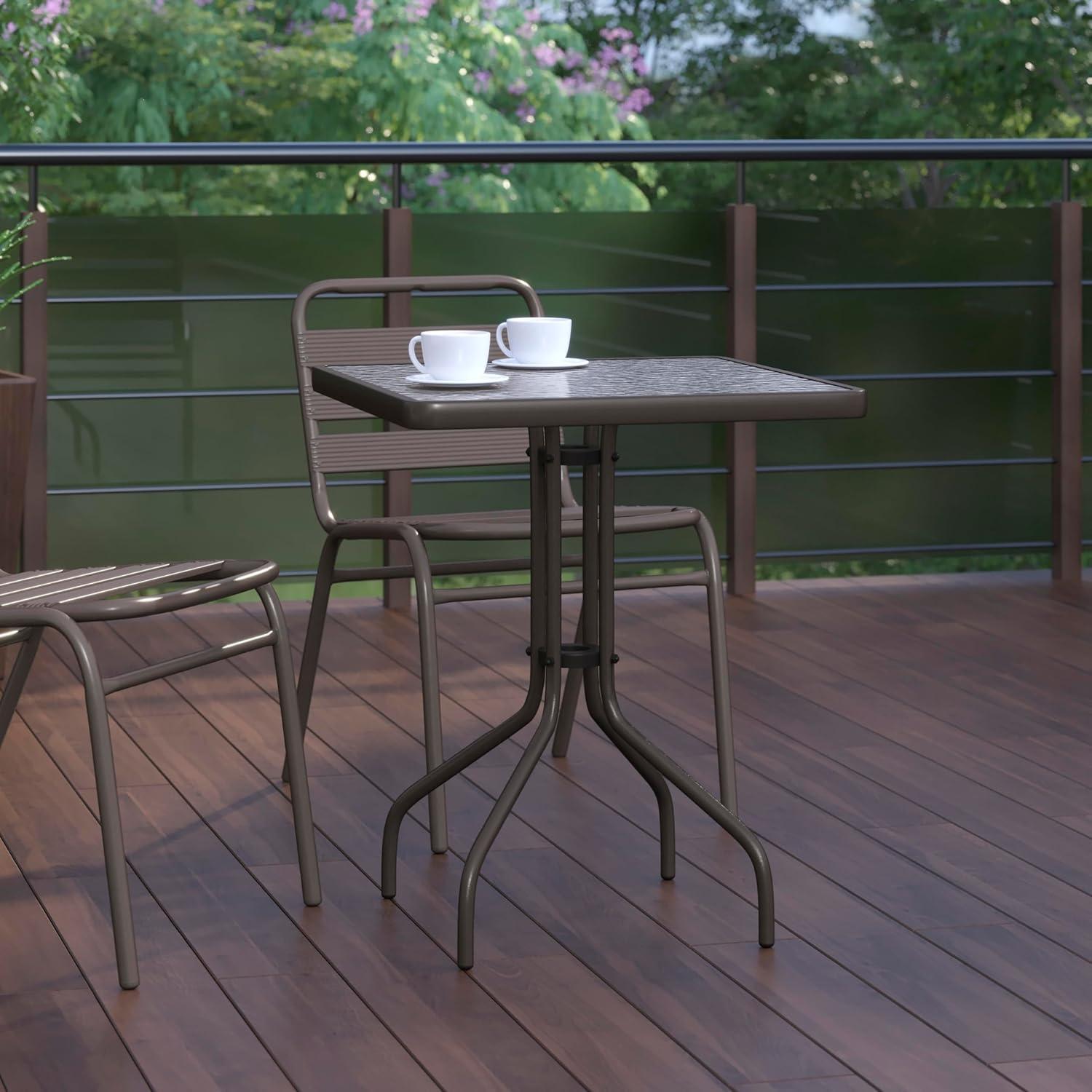 imageFlash Furniture Barker 235quot Square IndoorOutdoor Tempered Glass Patio Side Table Outdoor Patio Table for Commercial or Residential Use ClearBlackClear TopBronze Frame
