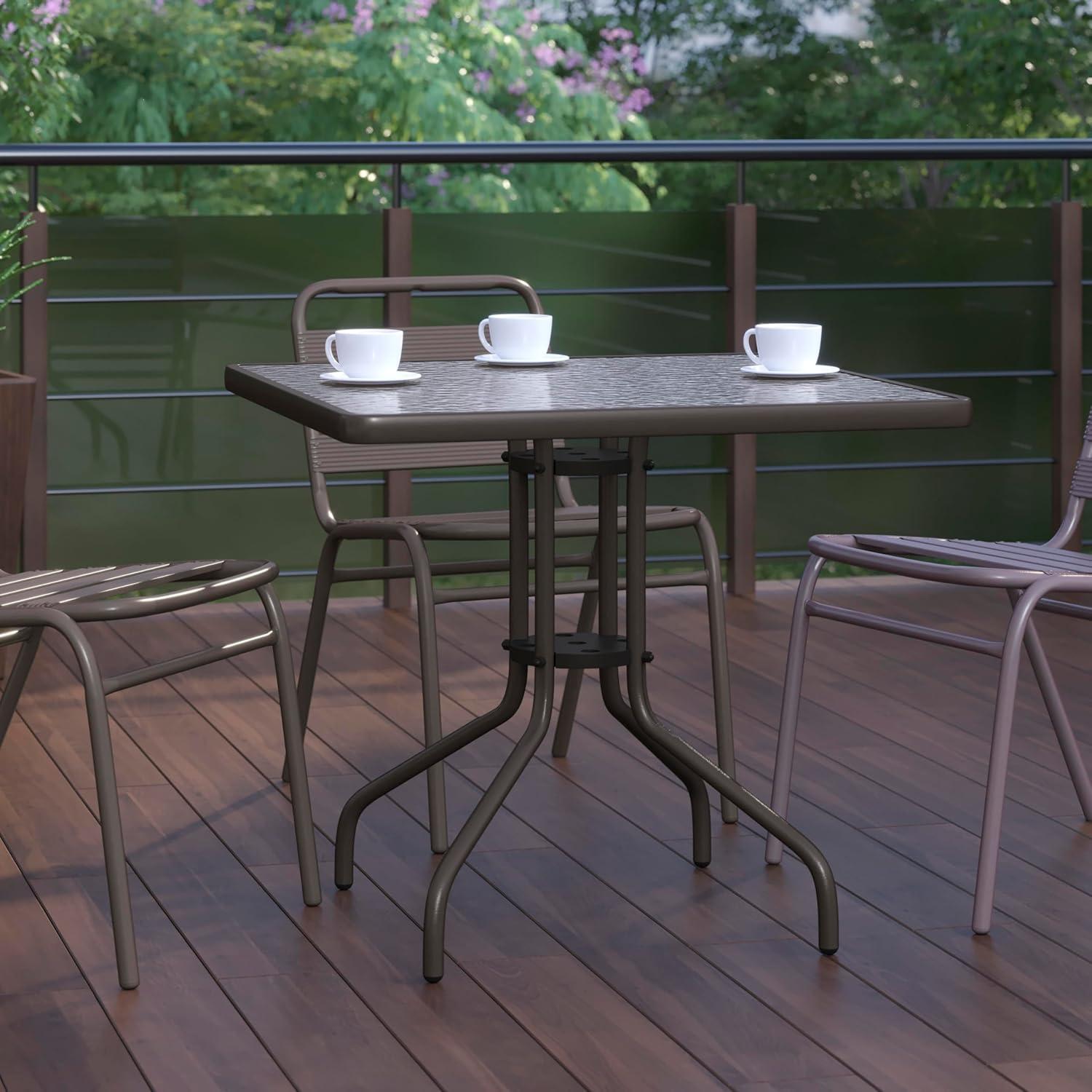 imageFlash Furniture Barker 235quot Square IndoorOutdoor Tempered Glass Patio Side Table Outdoor Patio Table for Commercial or Residential Use ClearBlackClearBronze