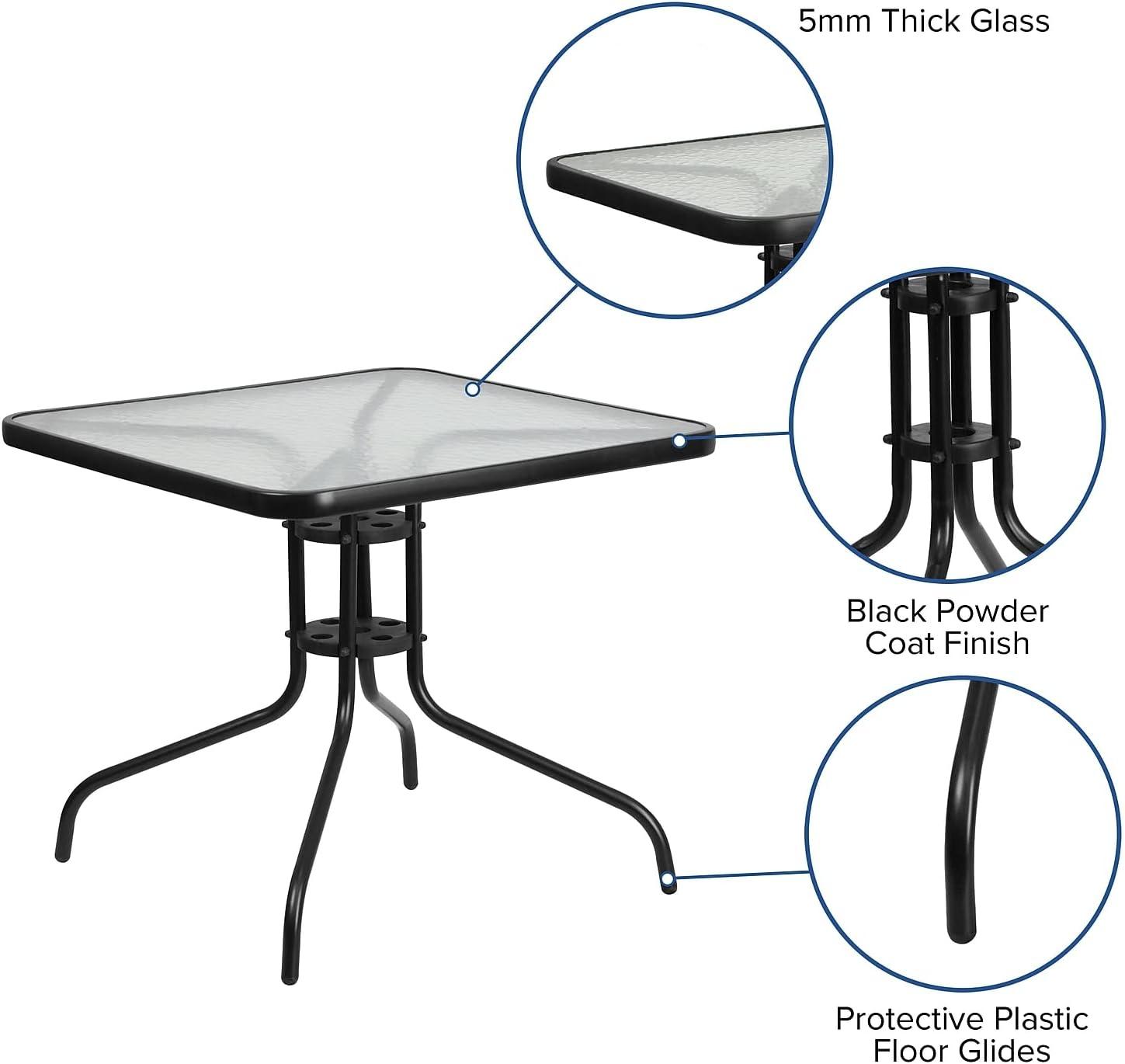imageFlash Furniture Barker 235quot Square IndoorOutdoor Tempered Glass Patio Side Table Outdoor Patio Table for Commercial or Residential Use ClearBlackClearBlack